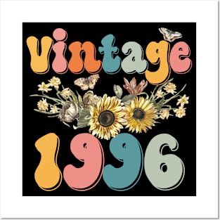 Vintage 1996 Sunflower Floral Retro Groovy 27th Birthday Posters and Art